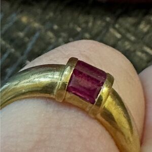 Tiffany & Co. 1997 Stacking Band Ring 18k Yellow Gold Ruby US 6